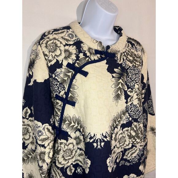 Chinese Style Trench Coat, Blue and White, size Large, NWOT Elegant ethnic - Picture 7 of 13